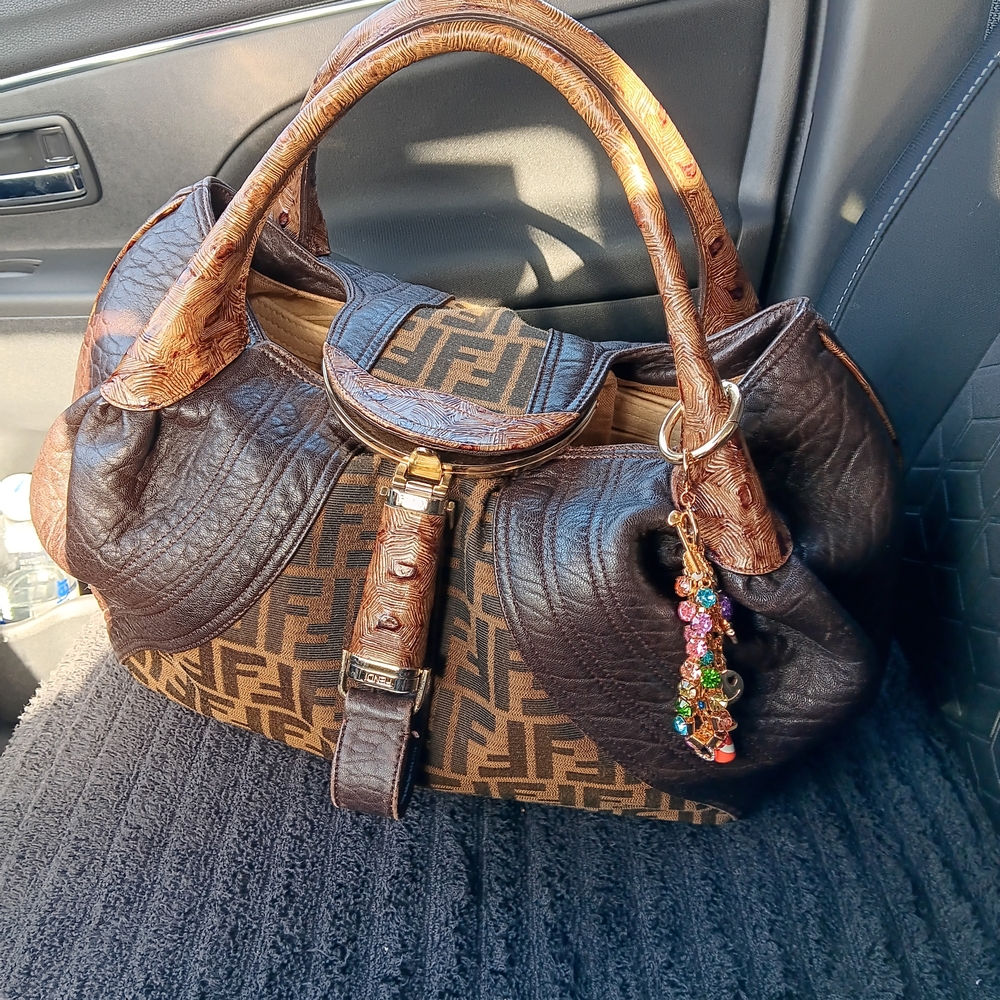 Fendi Dark Brown and Tan Shoulder Bag